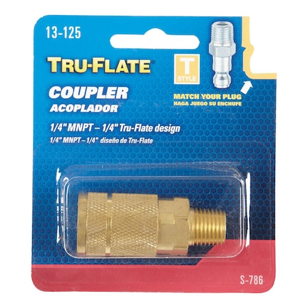 Tru-Flate Air Coupler "T" 1/4"Mnpt 13125